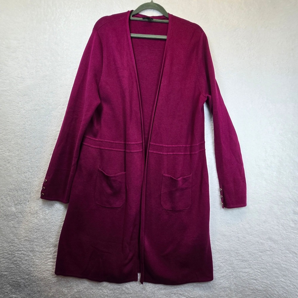 Talbots Open Long Cardigan Sweater Womens‎ Large Preppy Chic Lightweight Duster